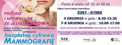 Bezpłatna mammografia na żorskim rynku. Przyjdź i upewnij się, że jesteś zdrowa