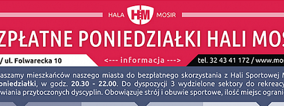 Uwaga, MOSiR zaprasza do hali w poniedziałkowe wieczory, za darmo 