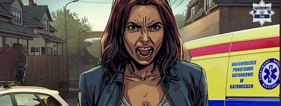 O kobiecie leżącej na chodniku