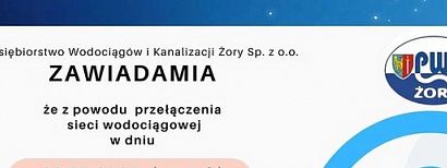 Planowane przerwy w dostawie wody, ul. Hallera i ul. Wodzisławska