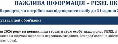 Informacja dla osób z Ukrainy posiadających numer PESEL ze statusem UKR o obowiązku potwierdzenia tożsamości